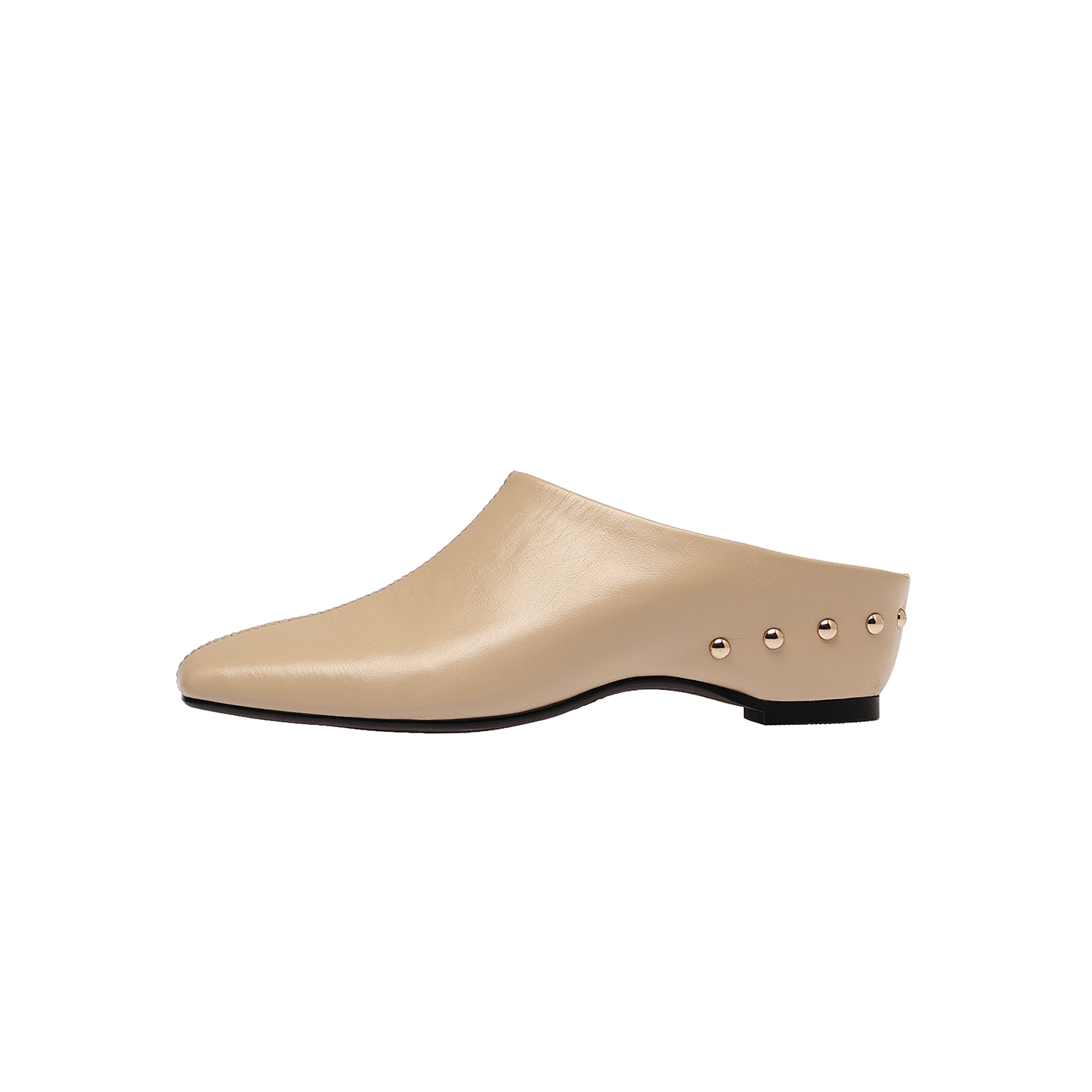 Women's Handmade Washed Cow Leather Mules, Square-Toe Rivet Flat Slides In Premium Full-Grain Leather foto 2