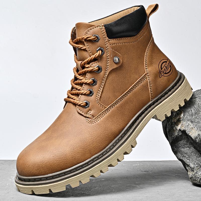 Genuine Leather Men's Shoes Mid-top Men's Casual Martin Boots foto 3