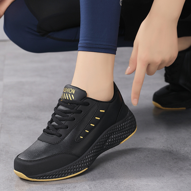 Leather Women's Shoes Casual Sneaker Round Toe Flat Heel Women's Running Shoes foto 5