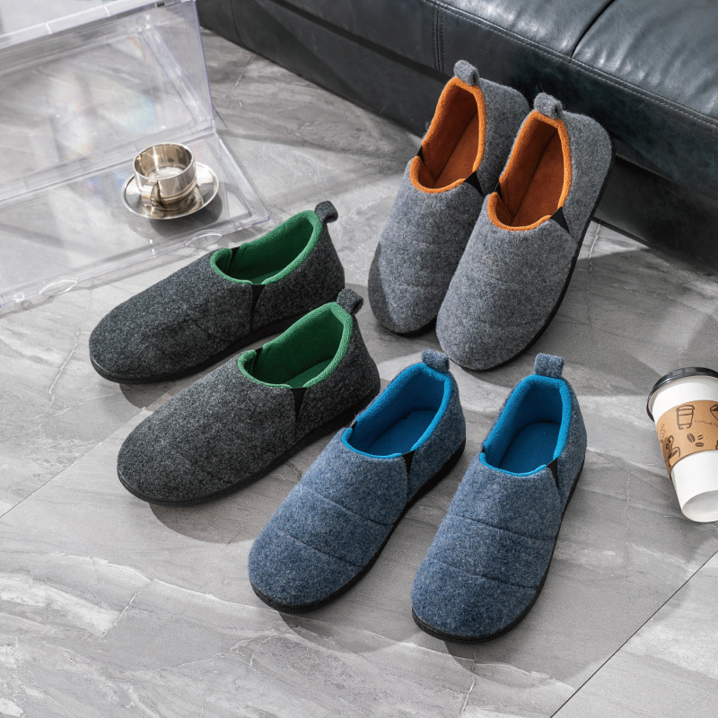 Solid Color Bag Heel Men's Cotton Slippers Rubber Sole Warm Shoes foto 3