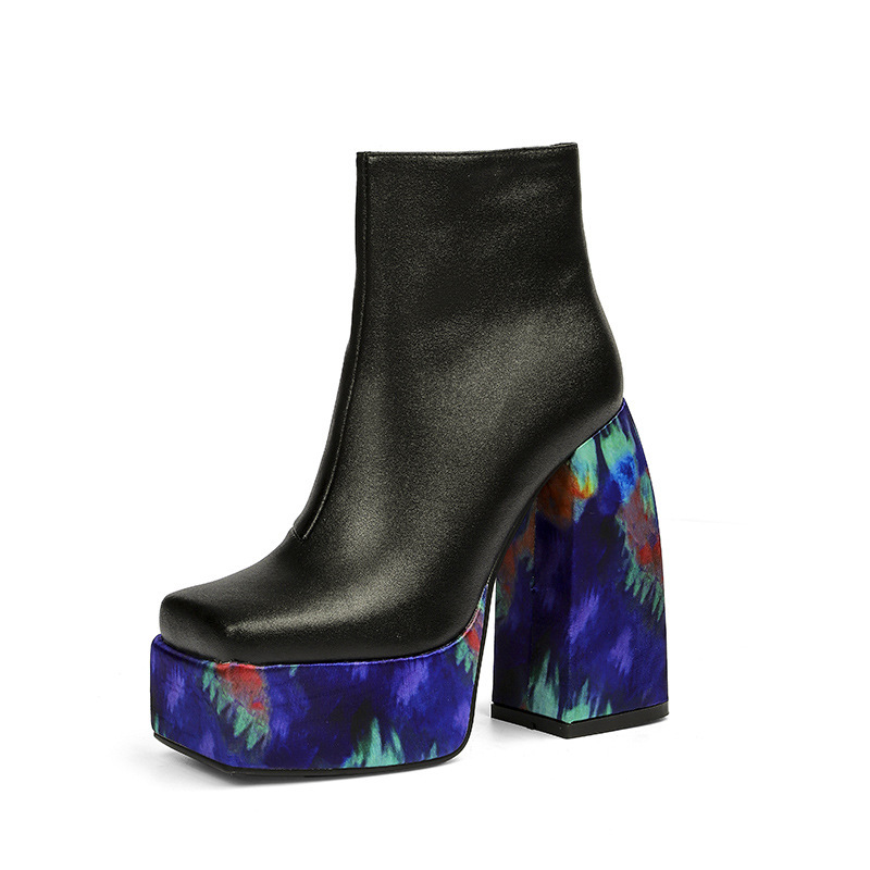 Womens High-Heeled Leather Fashion Boots foto 2