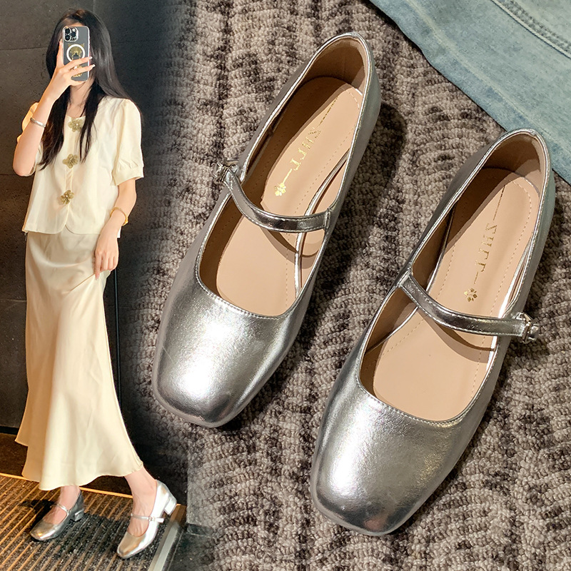 Autumn New Style French-Style Versatile Low-Heel Square-Heel Shoes foto 5