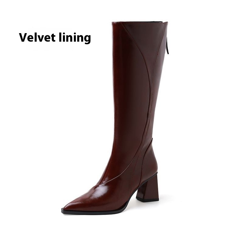 Retro Maillard Tube High Heel Riding Boots foto 2