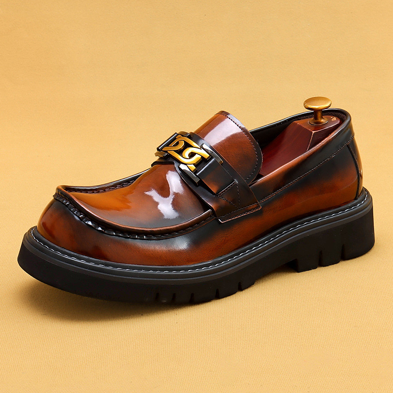 Big Head Leather Shoes Men's Leather Glossy Business Casual Fashion Wide-foot Shoes foto 3