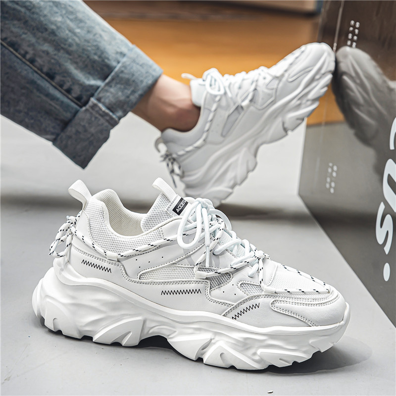 Men's Fashionable Sports Thick Sole Height Increasing Couple Lace Up Outdoor Wear-resistant Dad Shoes foto 4