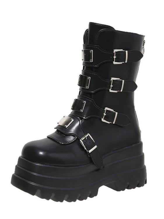 Dark Rock-style Platform With A Chunky Sole Womens Punk-inspired Dr Martens-style Boots foto 4