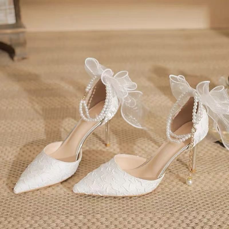 Back Bow Platform Pointed-toe Stiletto Sandals foto 4