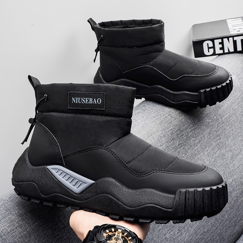 Warm Outdoor Casual Cotton Boots Stylish Mid-top Warm Men's Shoes foto 3
