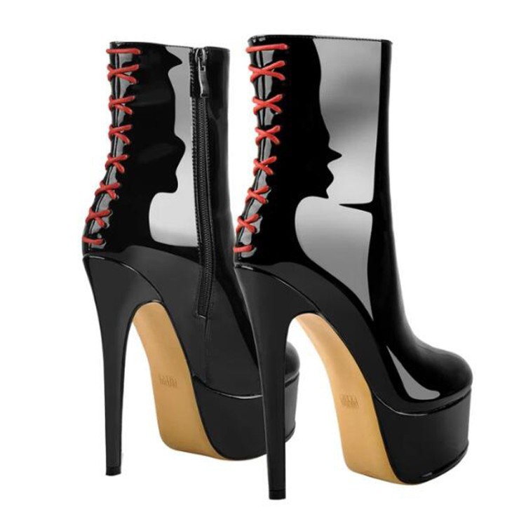 European And American-style Round-toe High-platform Womens Short Boots With Side Zippers foto 4