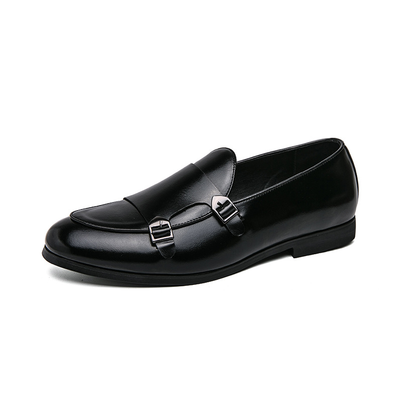 Autumn Men's Leather Shoes Double Buckle New foto 2