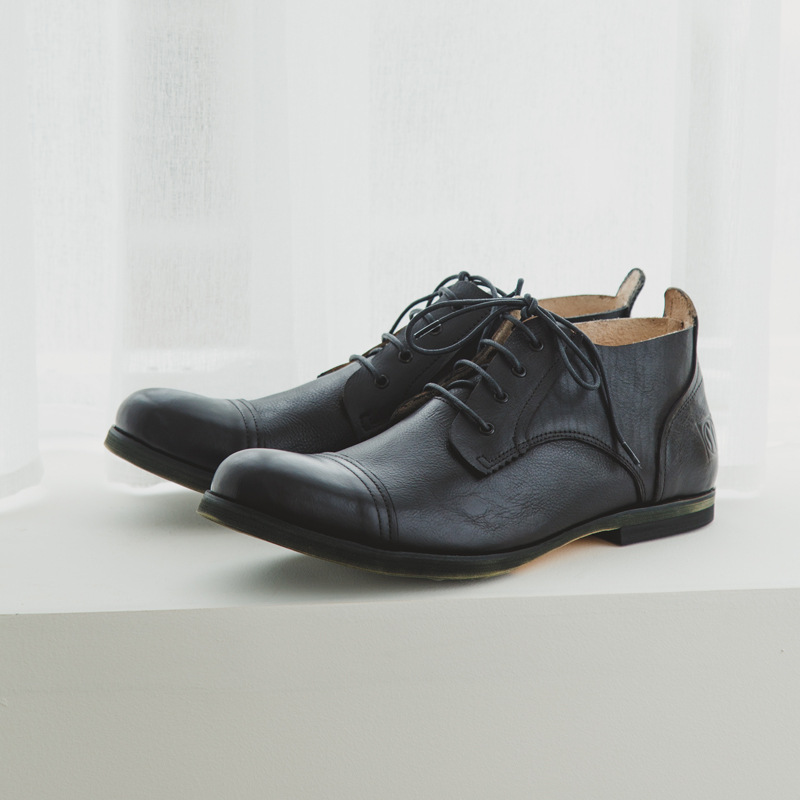 Small Round Head Breathable Men's Vintage Casual Leather Shoes