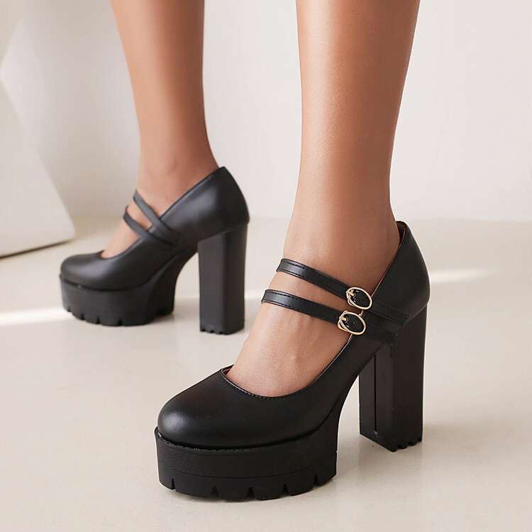 Womens Chunky High-heeled Shoes In Plus Sizes foto 3