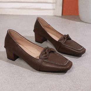 Plus Size Spring Square Head Bow Pumps foto 2
