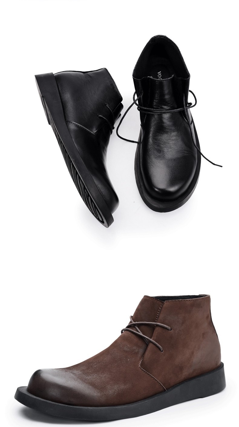 Martin Shoes Lace-up Leather Thick Bottom Soft Bottom Mid-top Men's Boots foto 4