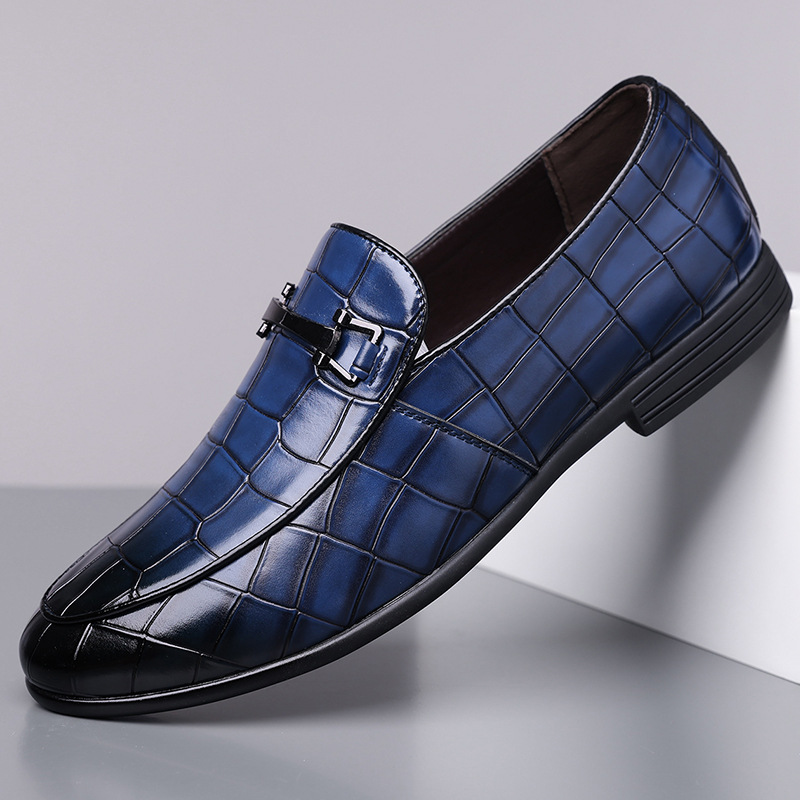 Men's Plaid Light Luxury Plus Size Rubber Sole Lightweight Leather Shoes foto 4