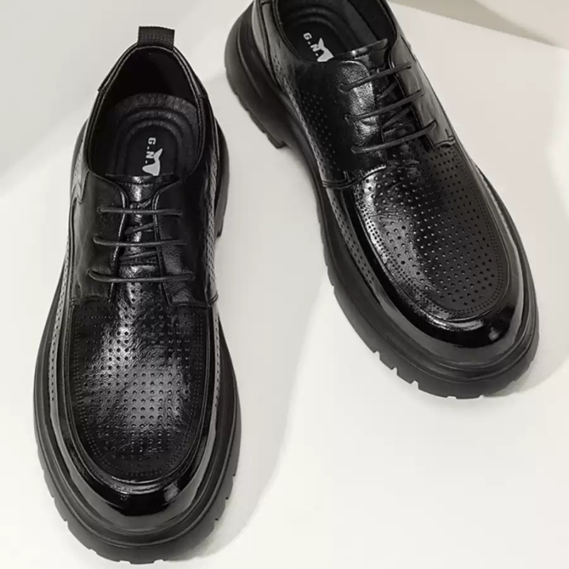 Men's Leather Shoes Summer Breathable Soft Bottom Business Casual foto 5