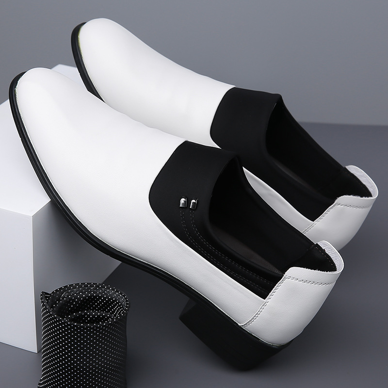 Men's British Business Soft Leather Pointed Toe Youth Leather White Shoes Pumps foto 3