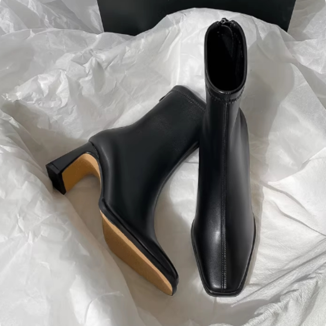 Women's Autumn And Winter New Style Brown Ankle Boots With Velvet Thick Heels