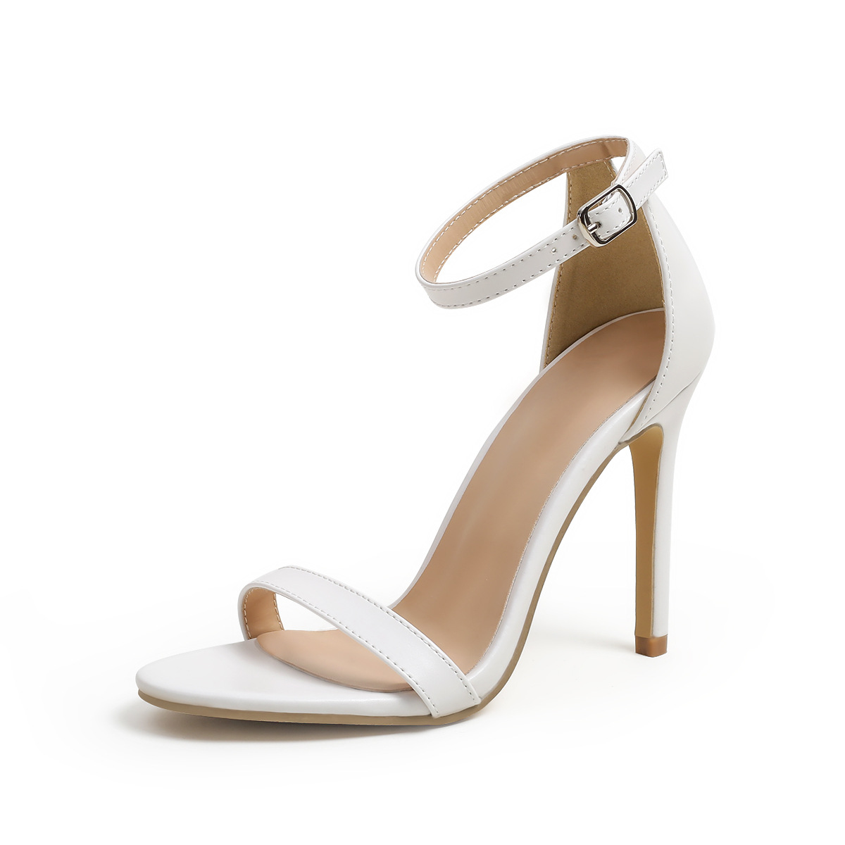European And American Large Size Black Square Toe Shoes Stiletto Heel Pumps Strap Sandals foto 5