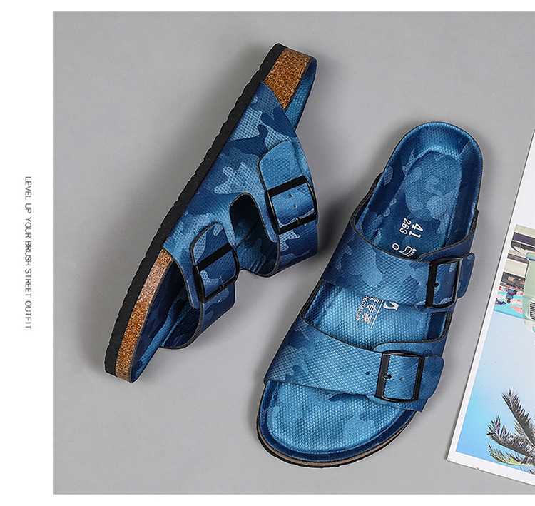 Platform Slippers Men's And Women's Same Frosted Leather Double-breasted Two-word Slippers foto 5