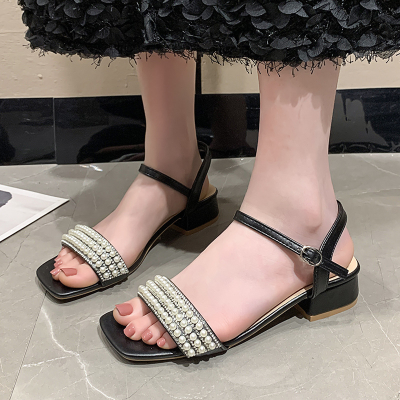 Women's Mid Heel Square Toe Ankle Strap Outerwear Sandals foto 5