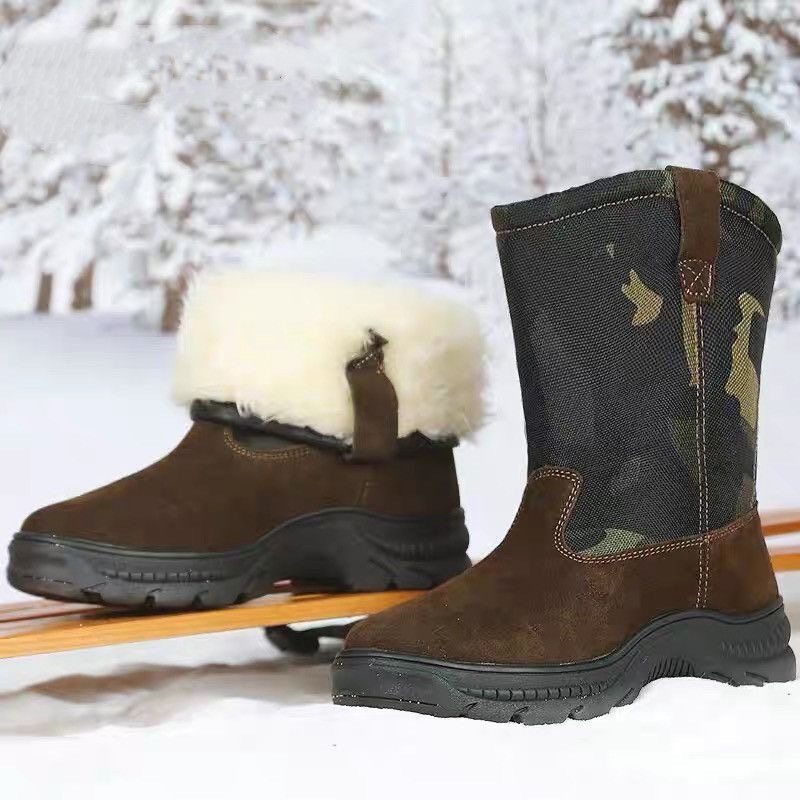 Snow Boots Men's Fur Integrated High-top Long Tube Big Cotton Shoes foto 2