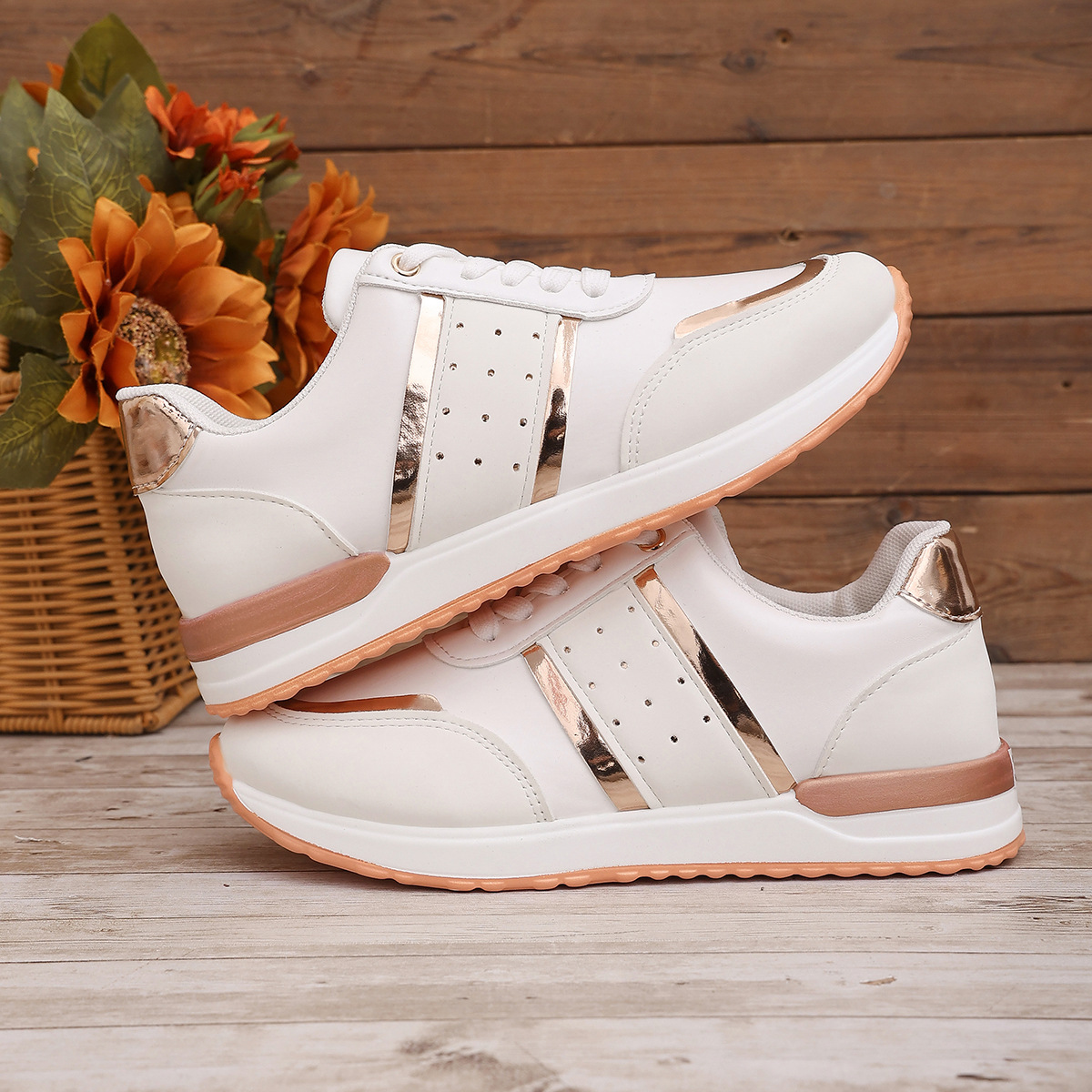 Color Matching Round Head Lace-up Daddy Shoes And Girls foto 5