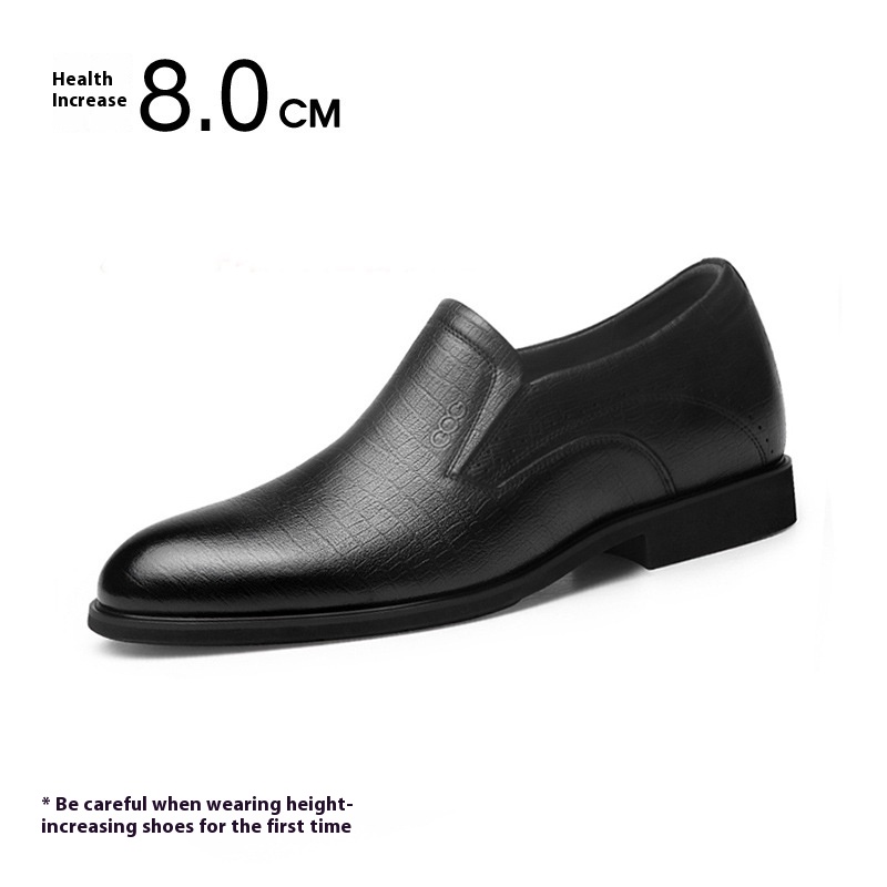 Invisible Height Increasing Insole 8cm Business Slip-on Leather Shoes foto 2