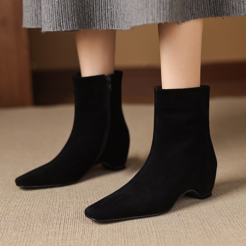 Womens Stylish Ankle Boots With Built-in Height Lift Side Zipper And Cozy Fleece Lining foto 5