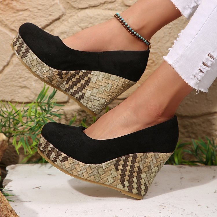 Women's Plus Size Wedge Heel Pumps - Casual Dressy Slip-On Formal Work Shoes foto 3