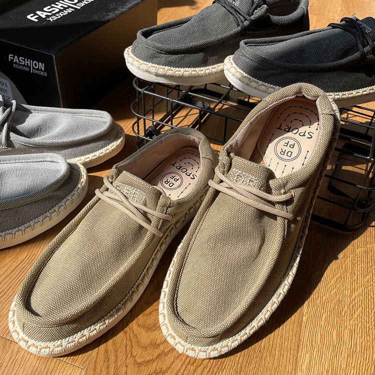 Summer Men's Trendy Flat Low-top Cloth Shoes Linen Fisherman Shoes Fashion foto 3