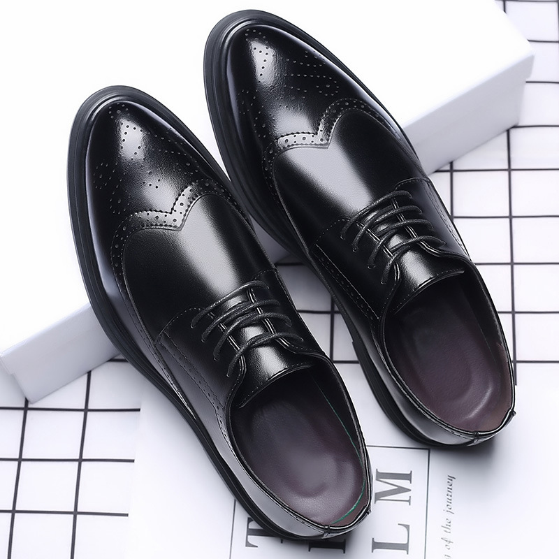 New Men's Brogue Leather Business Casual British Formal Leather Shoes foto 4