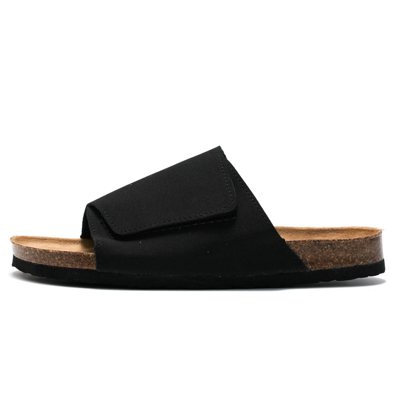 Cork Slippers Male Leather Version Platform Slippers Retro Slip-on Lazy Shoes foto 4