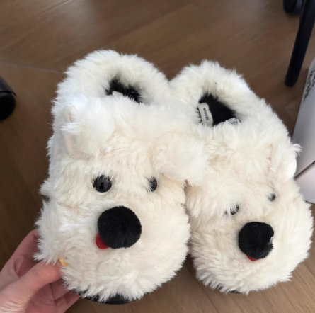 Scrawl Puppy Autumn Warm Closed Toe Indoor Home Cotton Slippers foto 5
