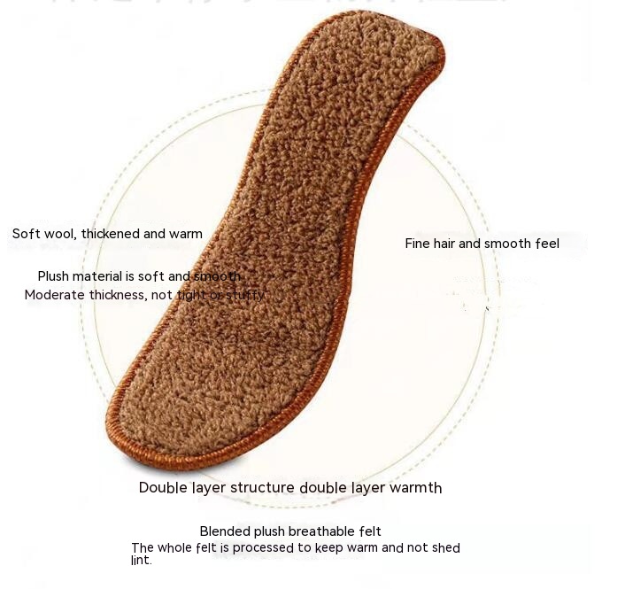 Fleece-lined Thickened Cold Protection In Winter Alpaca Fleecefiber Insole foto 2