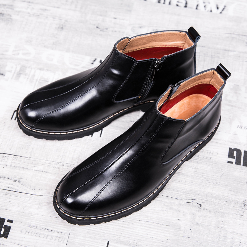 Men's Martin Boots Retro Round Toe Cowhide foto 3