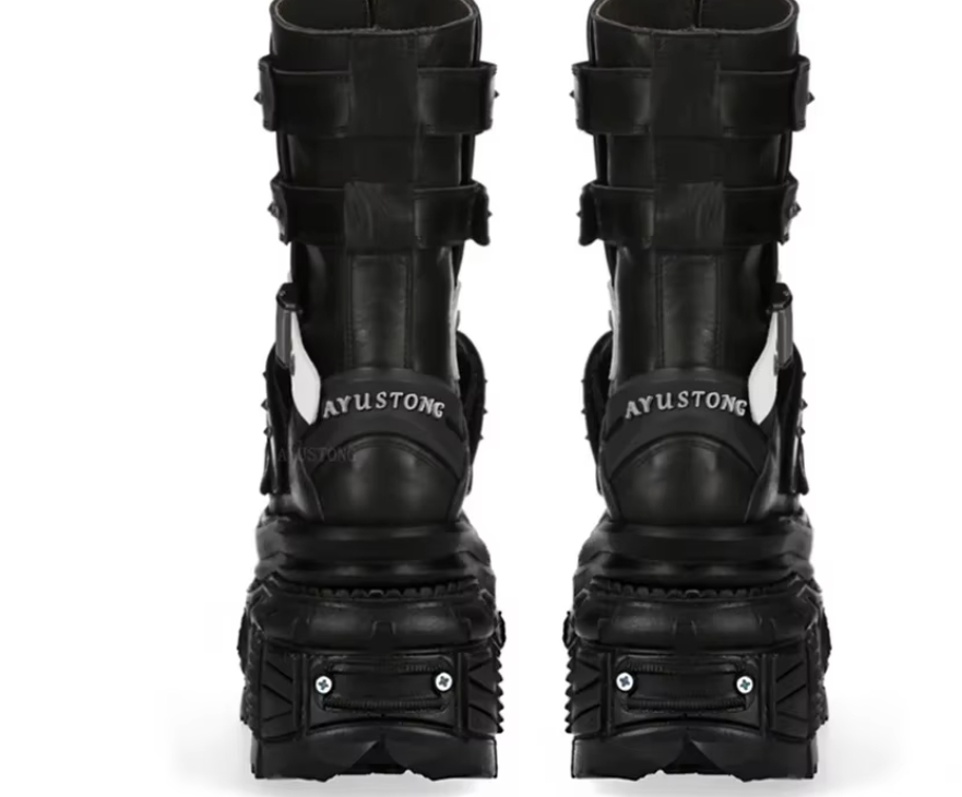 Female Punk Platform Studded Motorcycle Boots foto 3