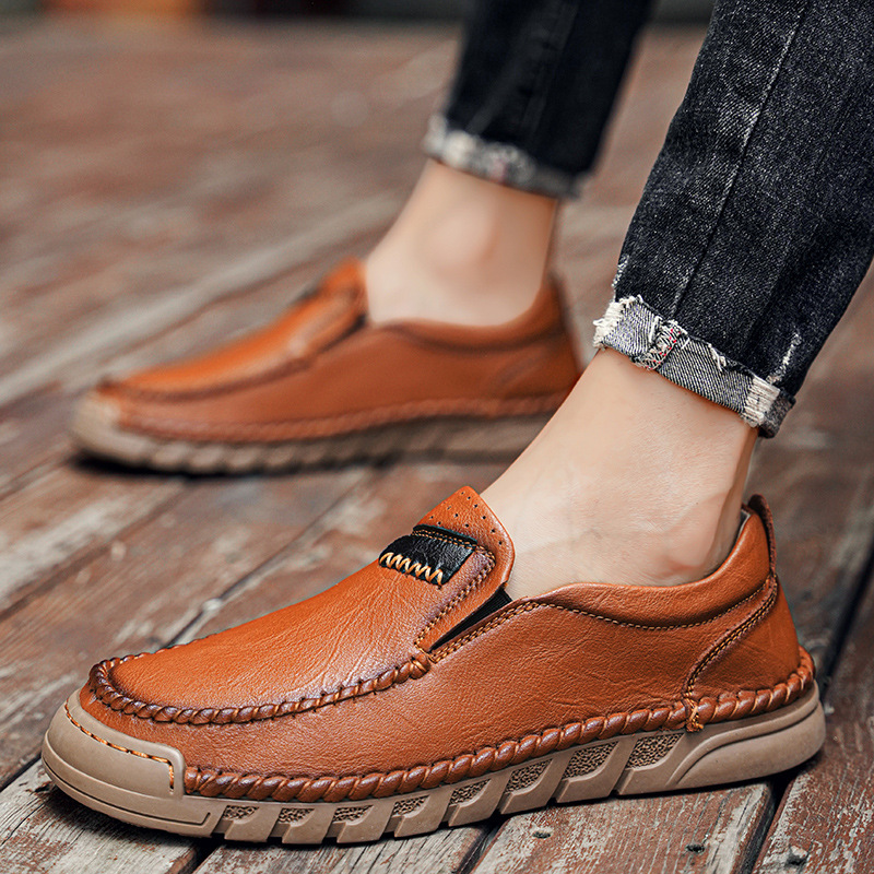Handmade Men's Leather Shoes Low-top Plus Size foto 4