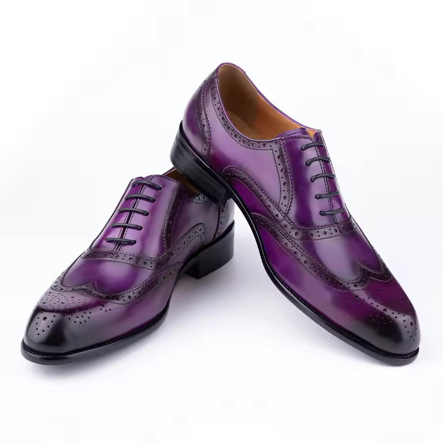 Men's Fashion Oxford Hand Carved Craft Purple Wedding Party Shoes foto 4