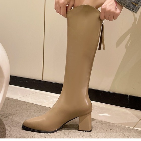 FallWinter Plus-Size Womens Chunky-Heel Pointed-Toe Mid-Calf Fashion Boots In A Casual Style foto 4