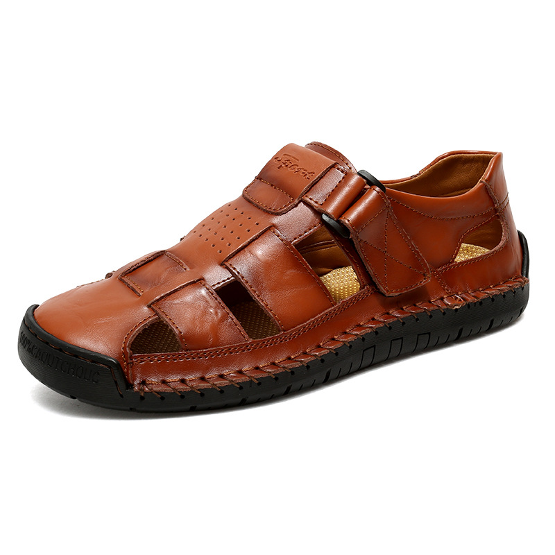 Handmade Stitching Leather Casual Beach Men's Sandals foto 2