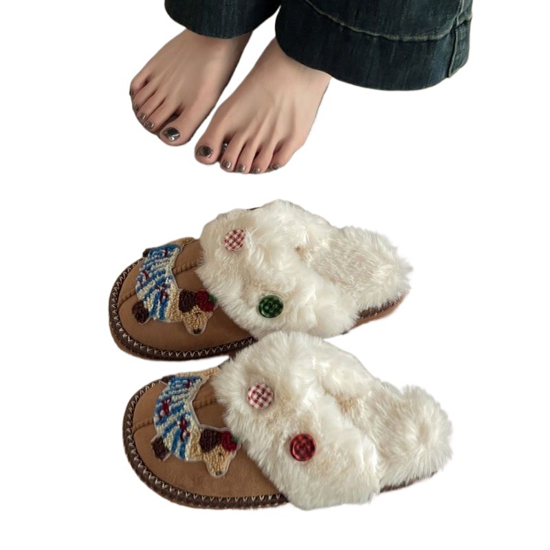 Cute Cartoon Sausage Dog Fluffy Shoes Female foto 3