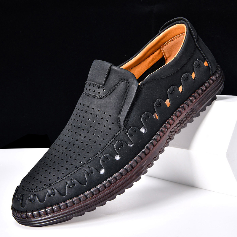Men's Outdoor Casual Shoes Slip-on Flat Handmade Leather Shoes foto 2
