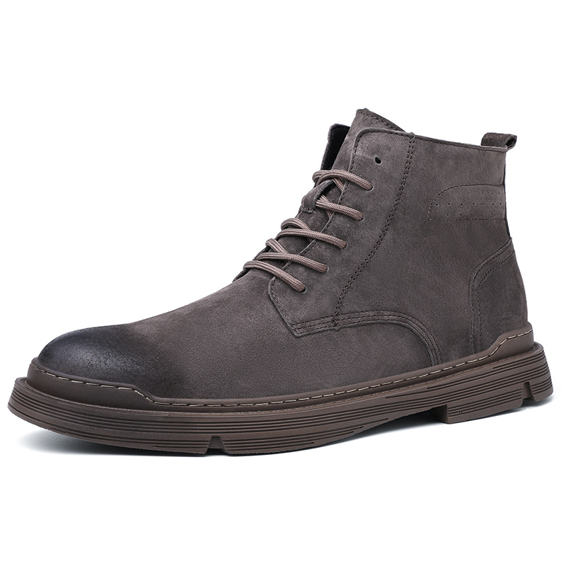 Round Toe Top Layer Cowhide Casual Men's Leather Boots foto 3