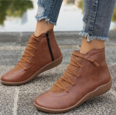 Women's Plus Size Flat Side Zipper Short Fashion Boots foto 2