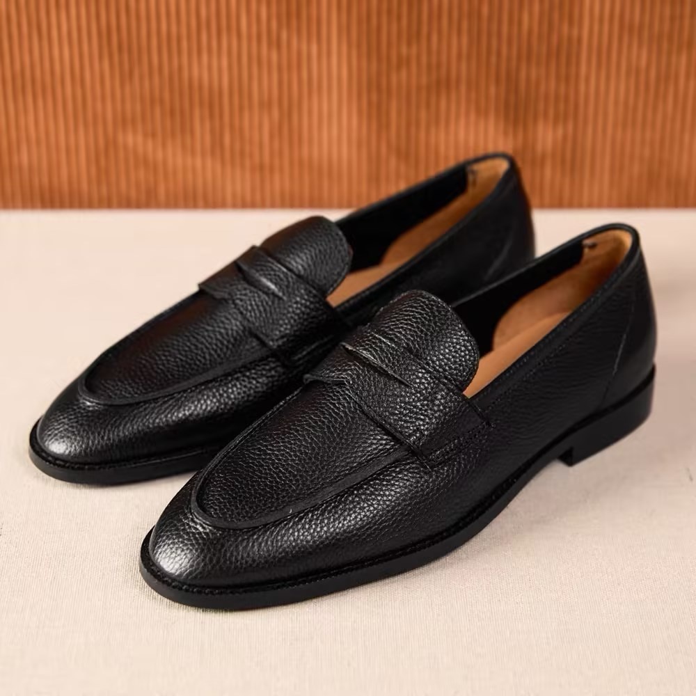 British Vintage Litchi Grain Cowhide Men's Loafer foto 5