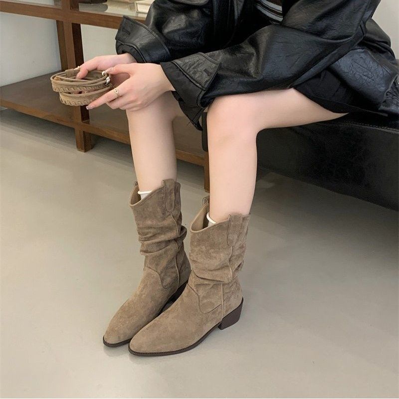 Womens Stylish British-style Chunky-heel Ankle Boots foto 2