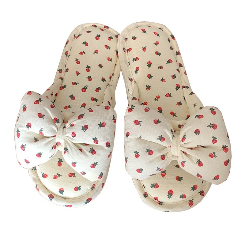 Household Sweet Bow-Knot Womens Cotton And Linen Slippers foto 4