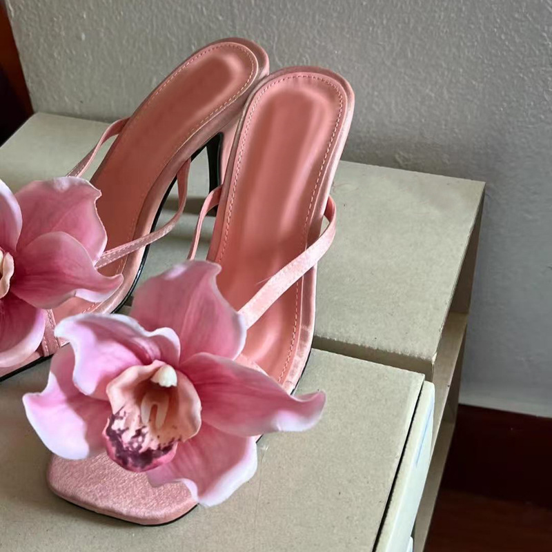 Artificial Flower Popular Flip-flops High Heel Sandals Phalaenopsis Flower foto 5