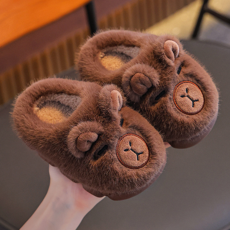 Cartoon Warm Capybara Winter Cotton Slippers For Kids foto 4